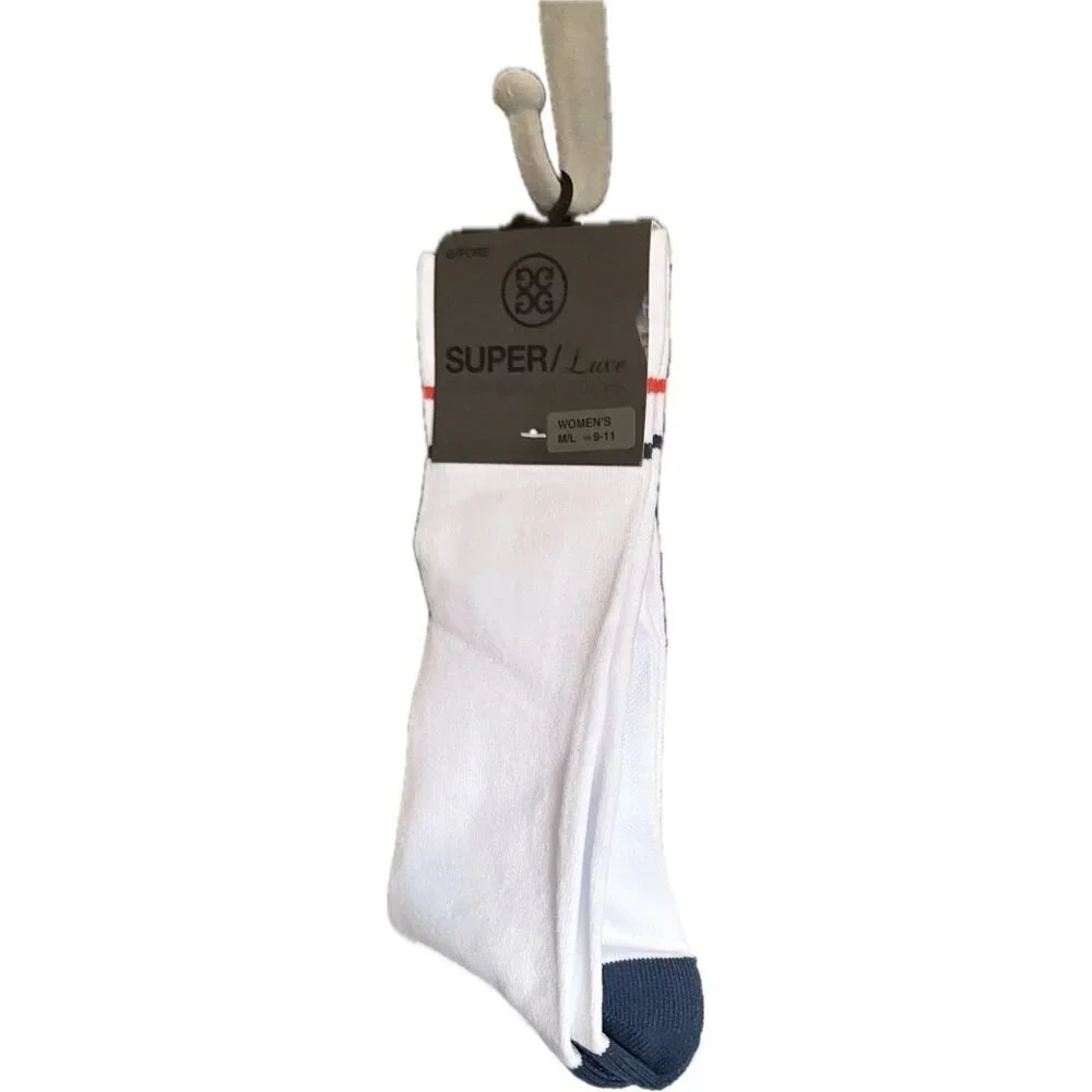G/Fore M/L Red-White-Blue Logo Heart Super Luxe Compression Ribbed Crew Socks